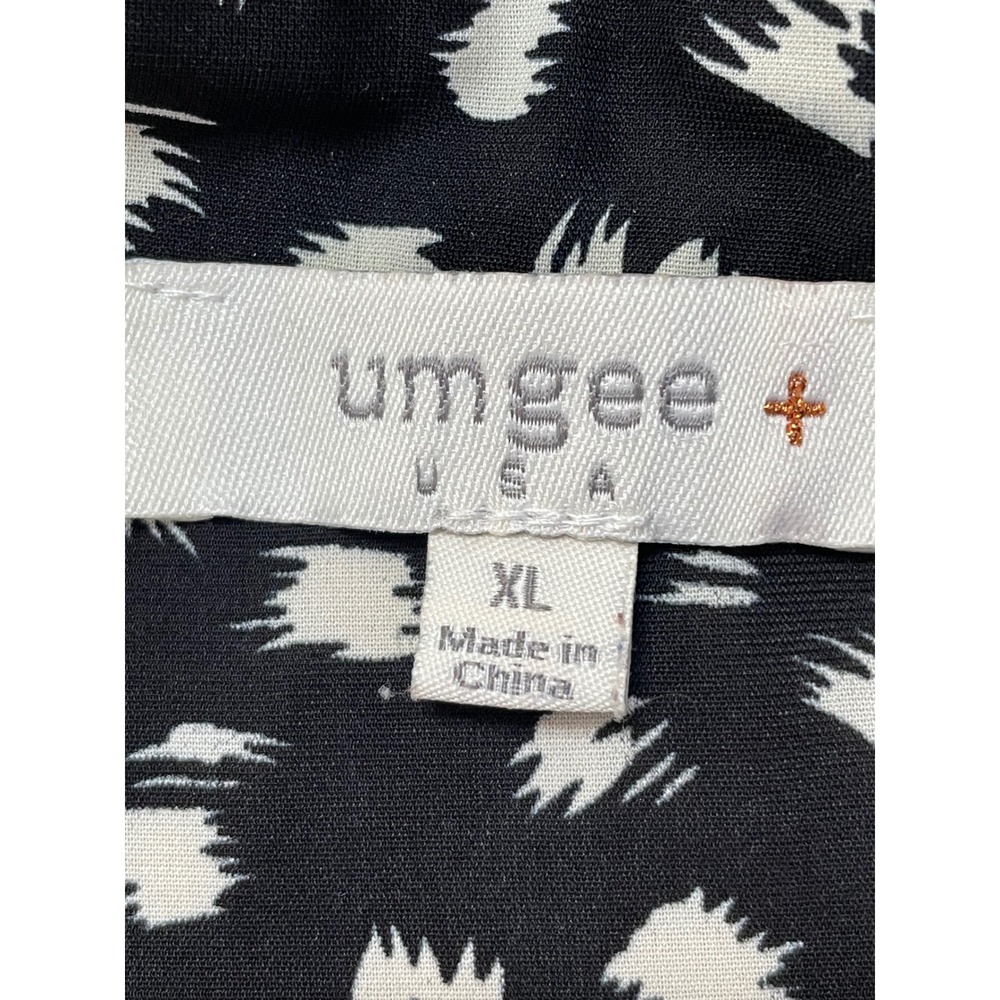 Umgee Tiered Mini Dress Black White‎ Print Long Sleeve Casual XL - Picture 3 of 5
